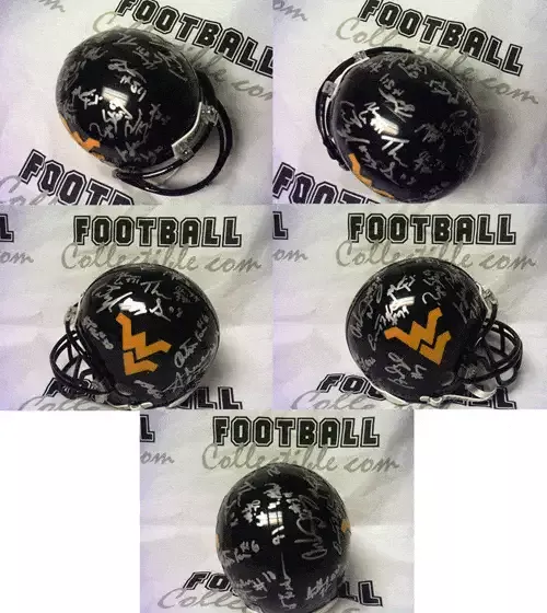 2005 WVU Mountaineers Team Signed Mini Helmet