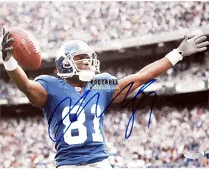 Amani Toomer Autographed Arms Raised Celebration 8×10 Photograph