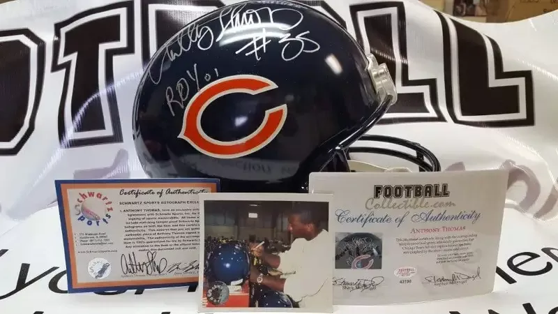 Anthony Thomas Autographed Chicago Bears Helmet