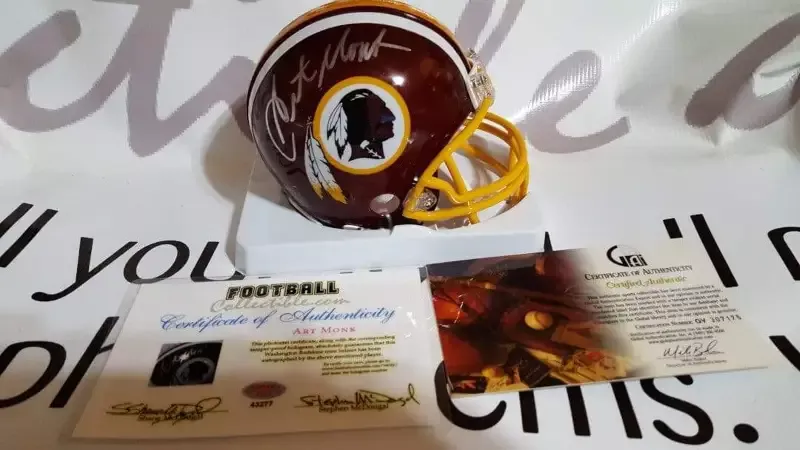 Art Monk Signed Washington Redskins Mini Helmet