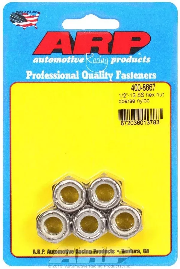 Auto Racing Products - S/S Hex Nyloc Nuts 1/2-13 (5)