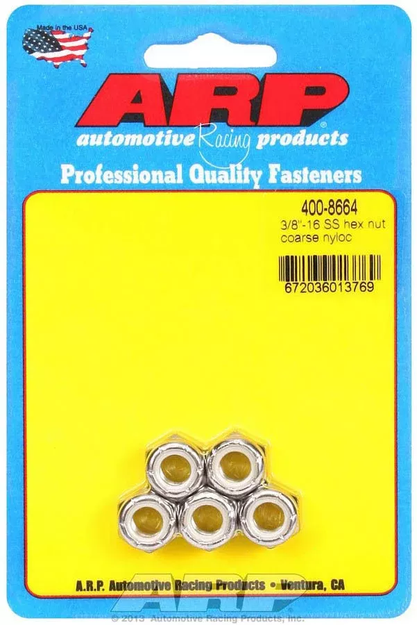 Auto Racing Products - S/S Hex Nyloc Nuts 3/8-16 (5)