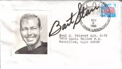 Bart Starr Autographed Envelope.