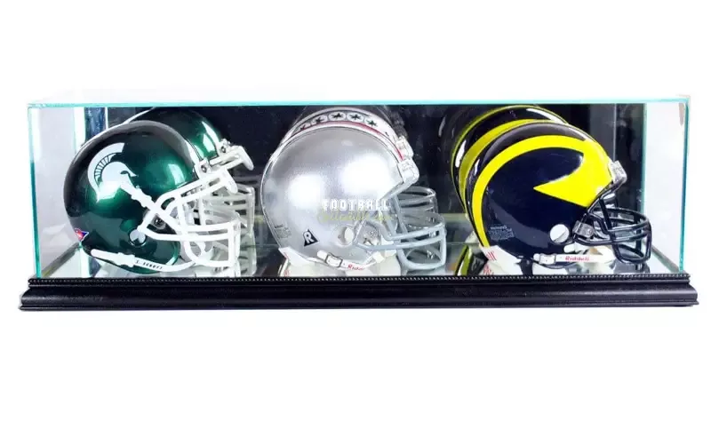 Deluxe Glass Triple Mini Helmet Display Case