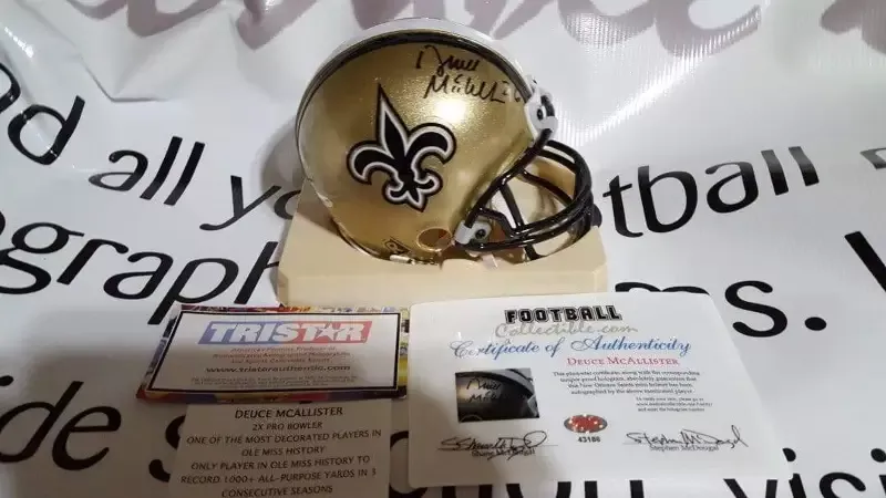 Deuce McAllister Autographed Saints Mini Helmet