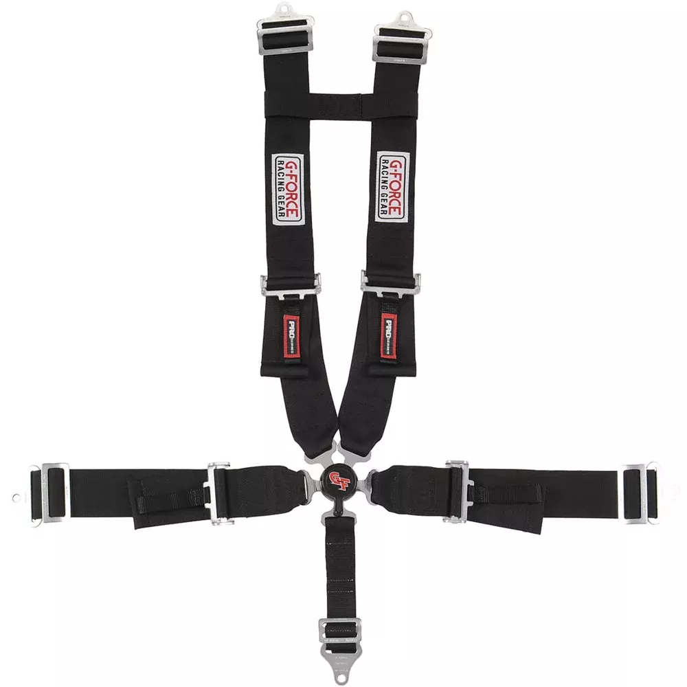 G-FORCE Racing Gear - 5pt Harness Set Black Camlock Pull-Down Lap