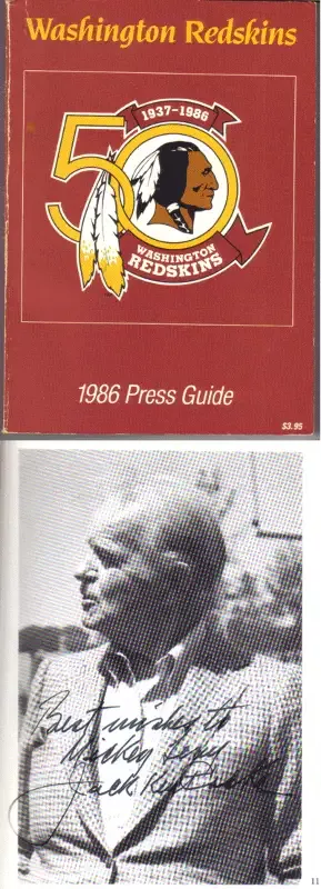 Jack Kent Cooke Autographed 1986 Media Guide