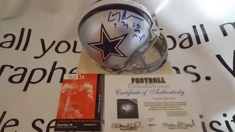Larry Brown Autographed Cowboys Mini Helmet