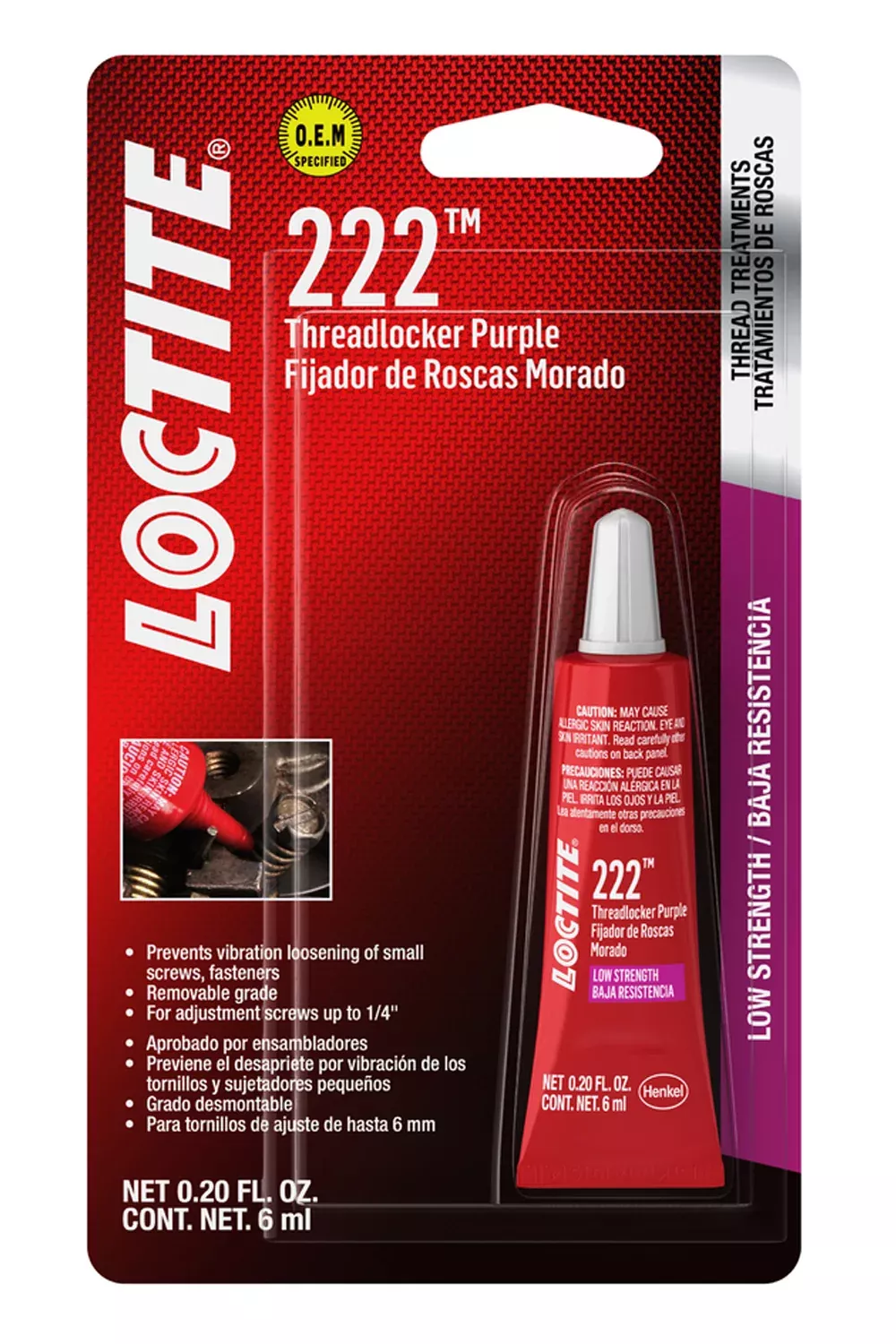 Loctite - Threadlocker 222 Low Str ength Purple 6ml