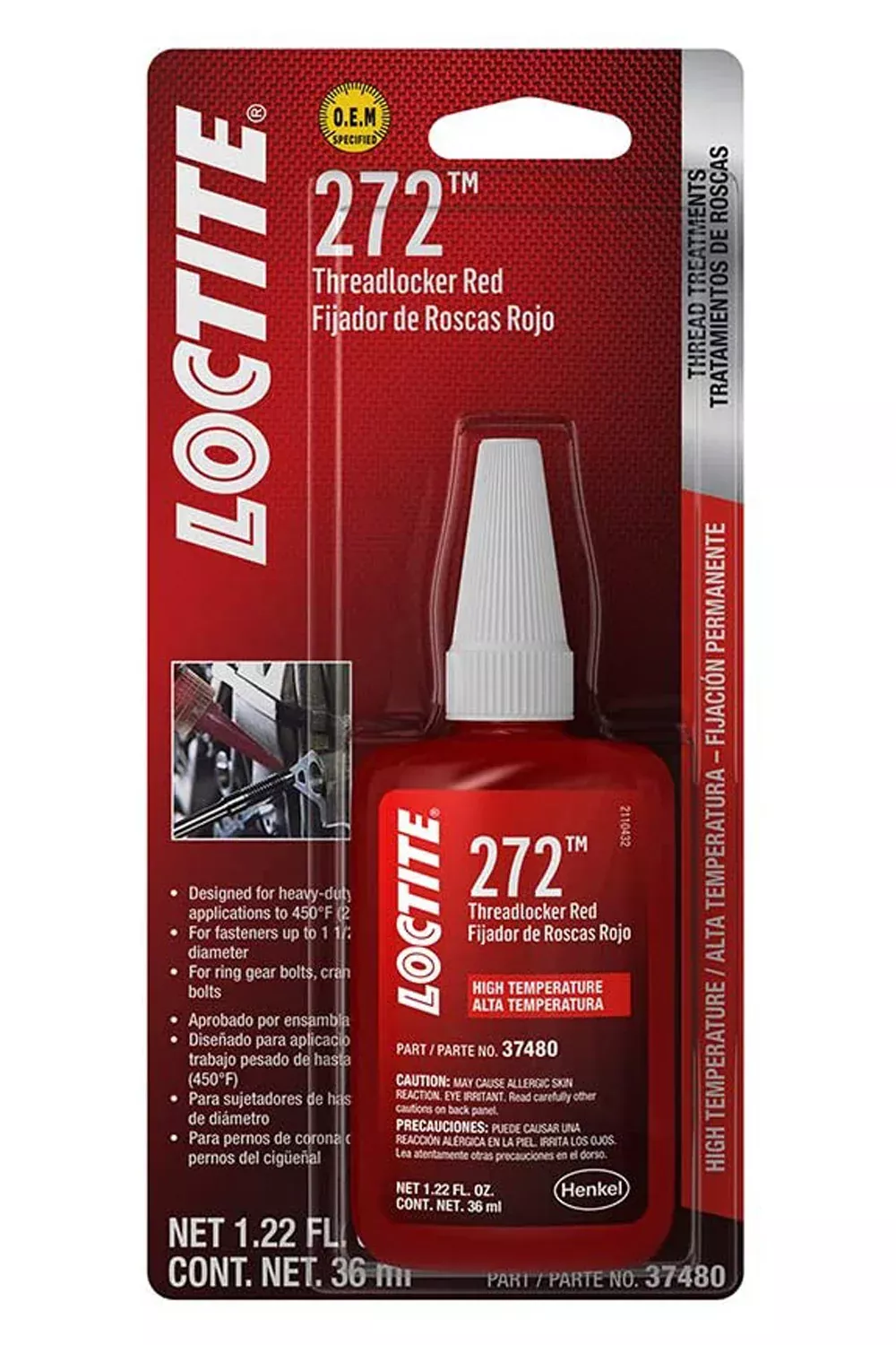 Loctite - Threadlocker 272 Red Hi Temp 36ml/1.22oz
