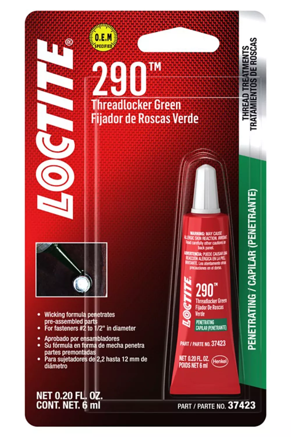 Loctite - Threadlocker 290 Wicking Green 6ml/.20oz