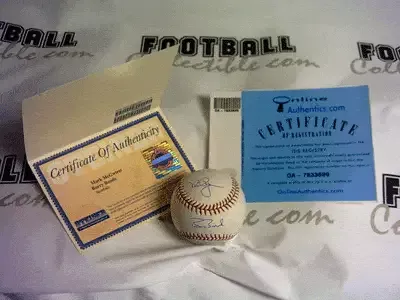 Mark McGwire & Barry Bonds autographed baseball