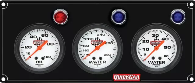 Quickcar Racing - 3 Gauge Panel OP/WT/WP Black