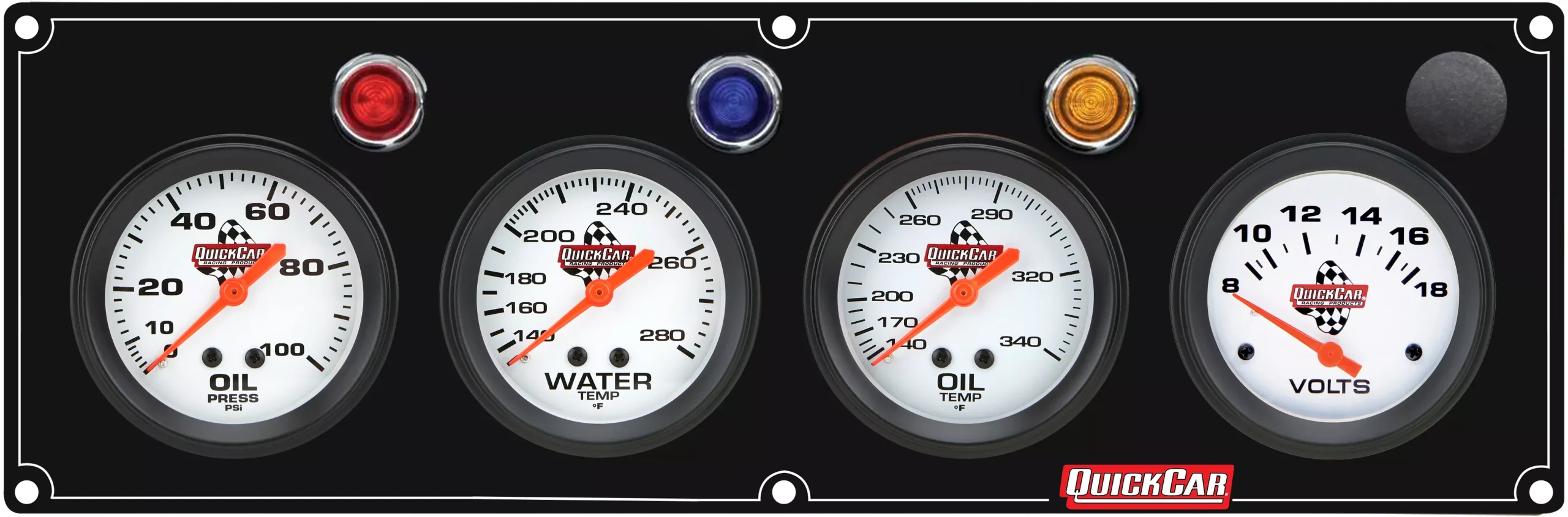 Quickcar Racing - 4 Gauge Panel OP/WT/OT/VT Black
