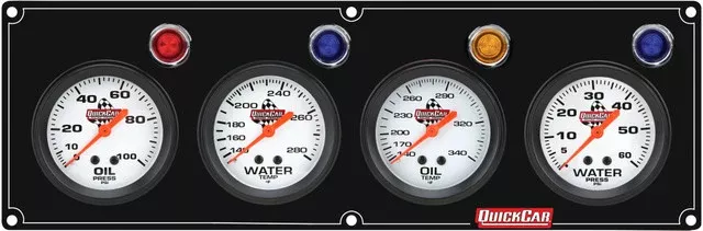 Quickcar Racing - 4 Gauge Panel OP/WT//OT/WP Black