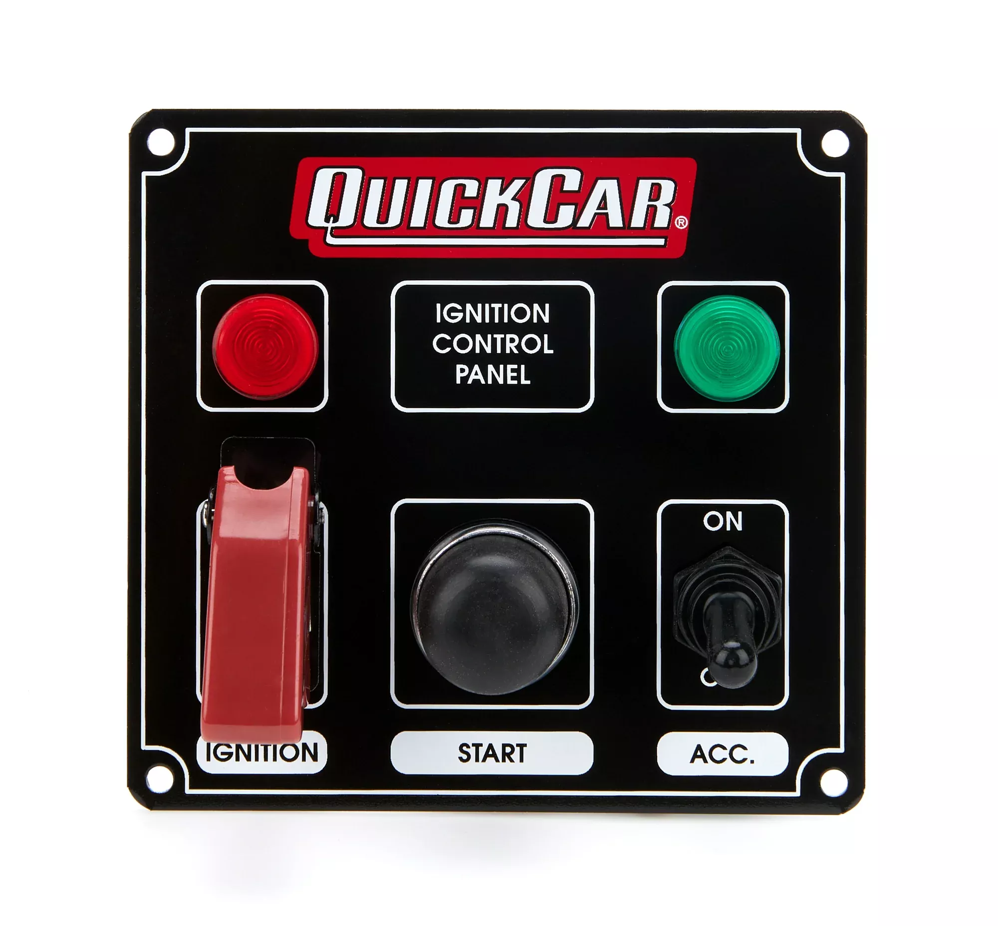 Quickcar Racing - Ignition Panel Black w/ 2 Acc. & Lights