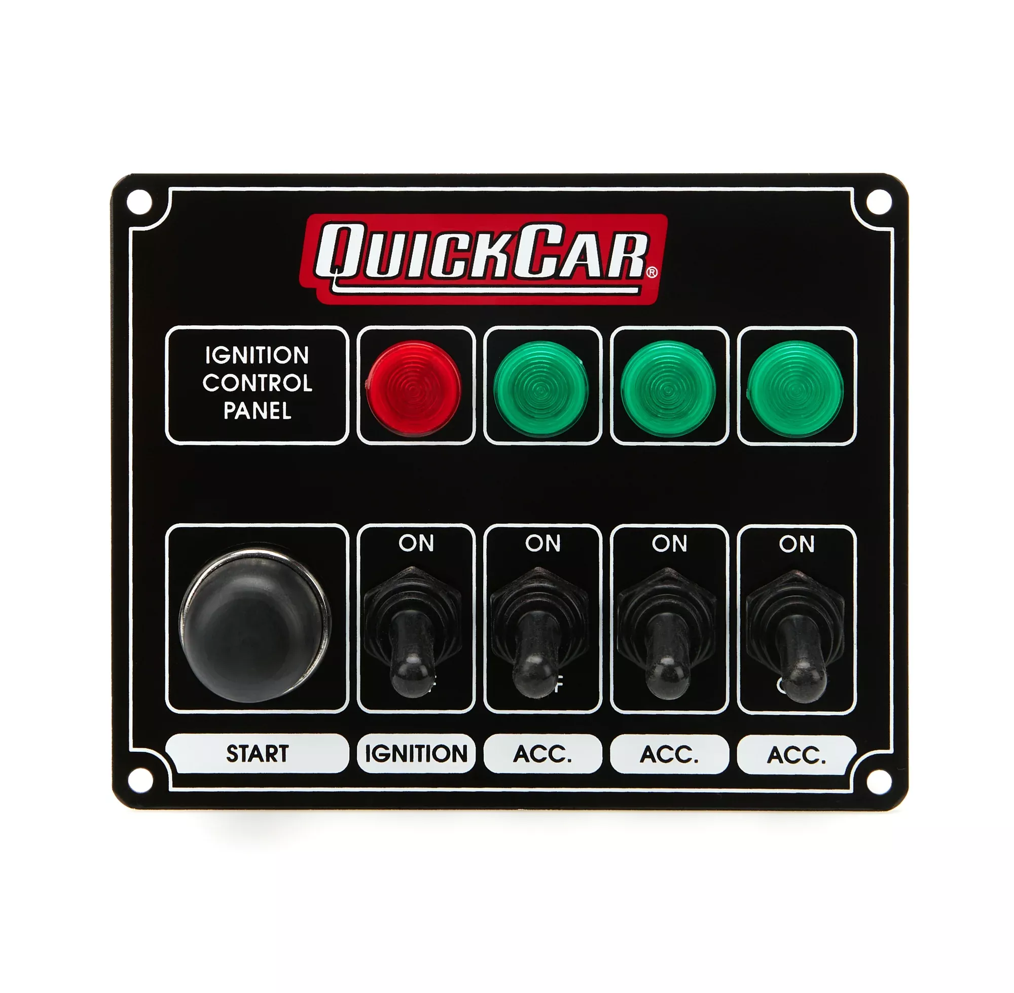 Quickcar Racing - Ignition Panel Black w/ 3 Acc. & Lights