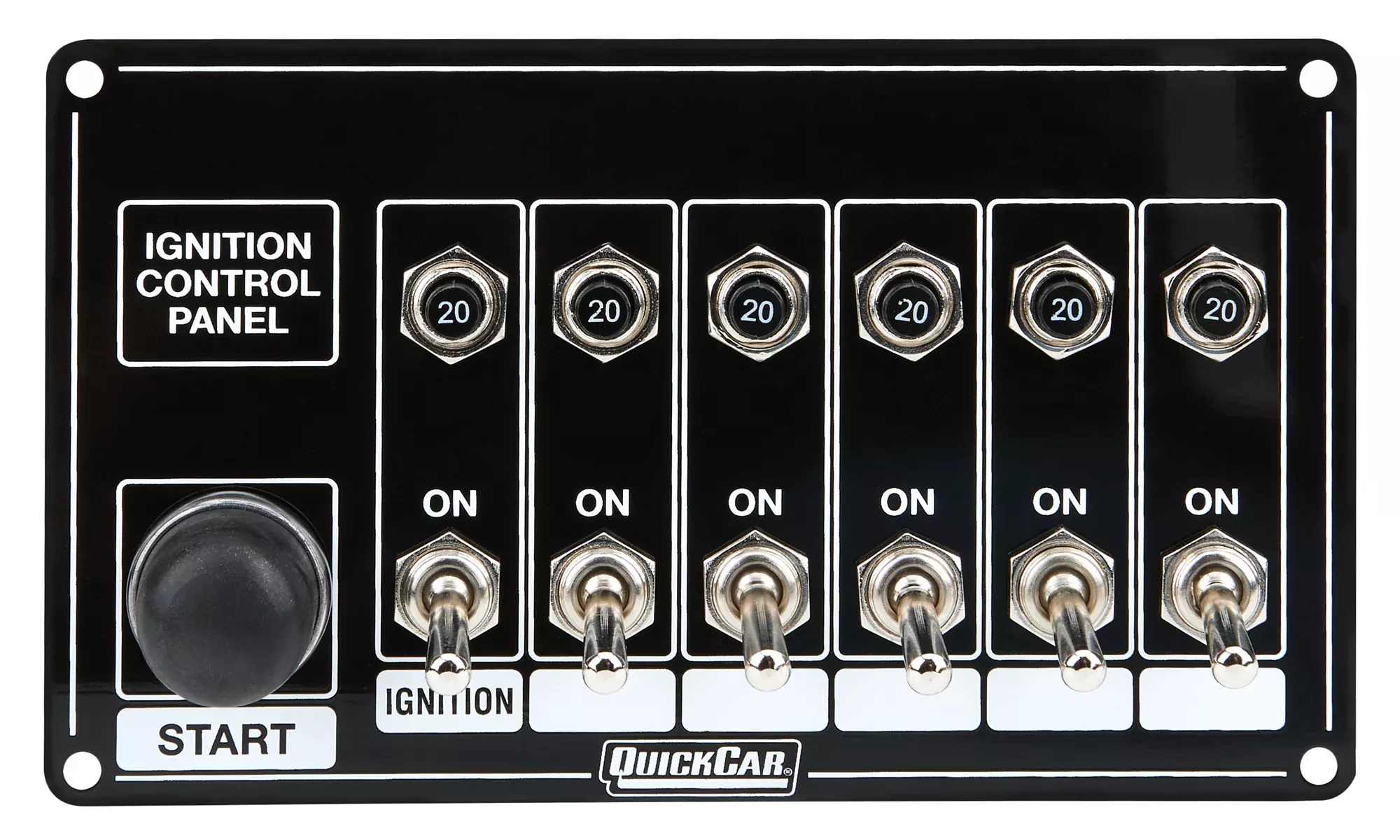 Quickcar Racing - Ignition Panel Blk w/ Start But. 5 Acc. Circut