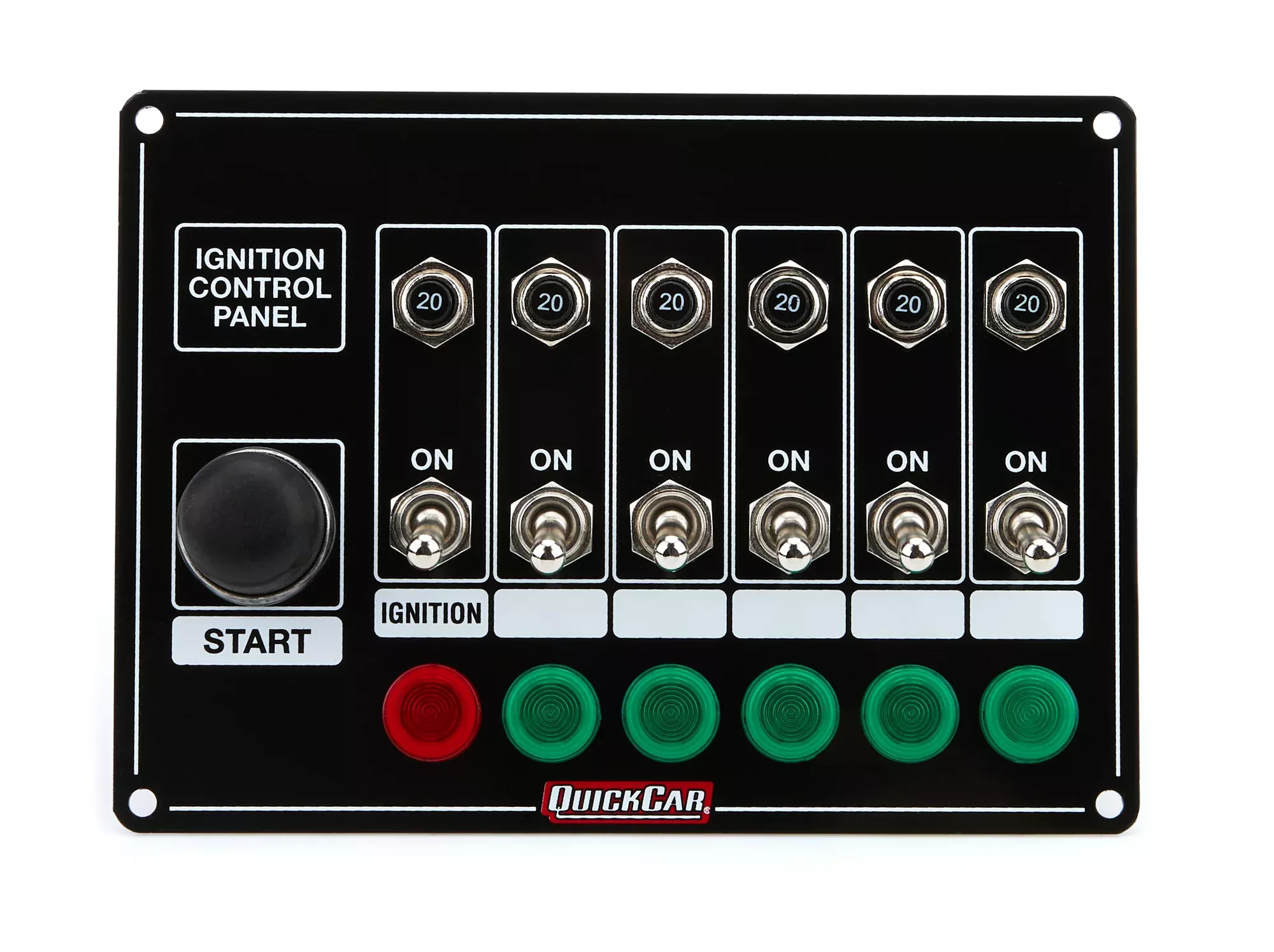 Quickcar Racing - Ignition Panel w/Start But. 5 Acc. Circut Brkr