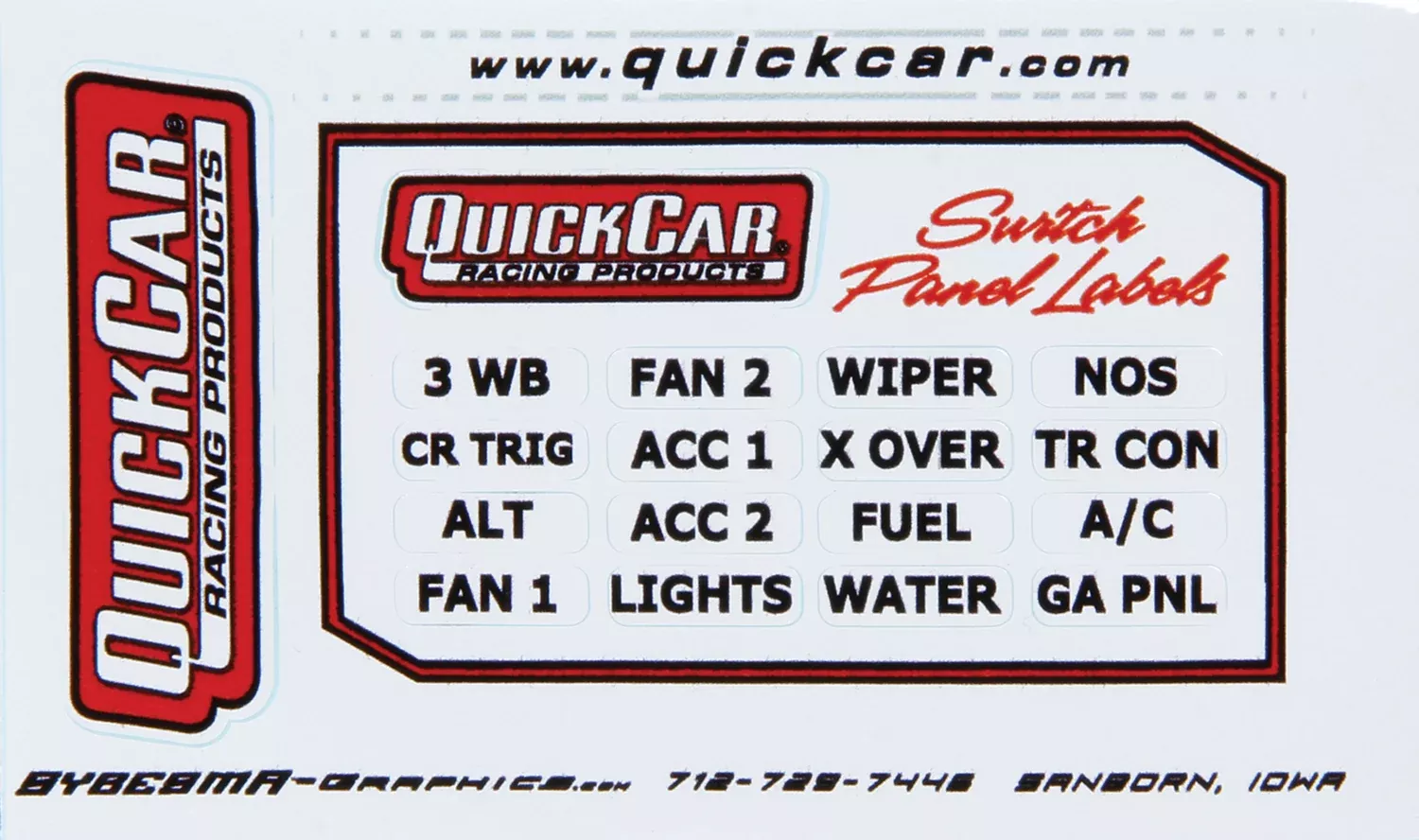 Quickcar Racing - Switch Panel Stickers Large Ignition Panels