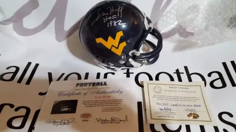 Sam Huff Autographed WVU Mountaineers Mini Helmet