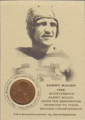 Sammy Baugh 1942 Wheat Penny Card