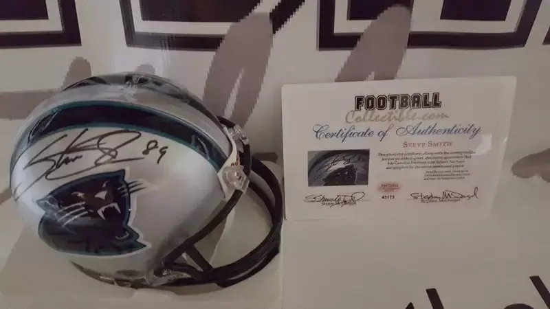 Steve Smith Autographed Carolina Panthers Mini Helmet