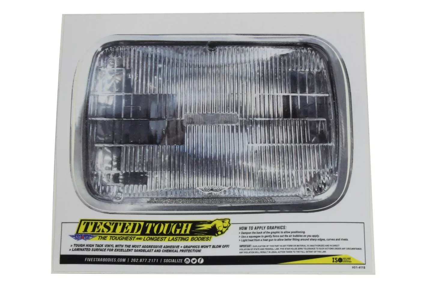 Univer. Headlight Decal 8in x5.4in